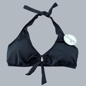 NWT Prego size‎ Medium Maternity Black Bikini Halter Top Swimsuit Padded New M